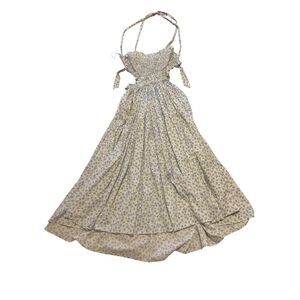 Mable white bluebell print cotton halter sundress, size M, NWT